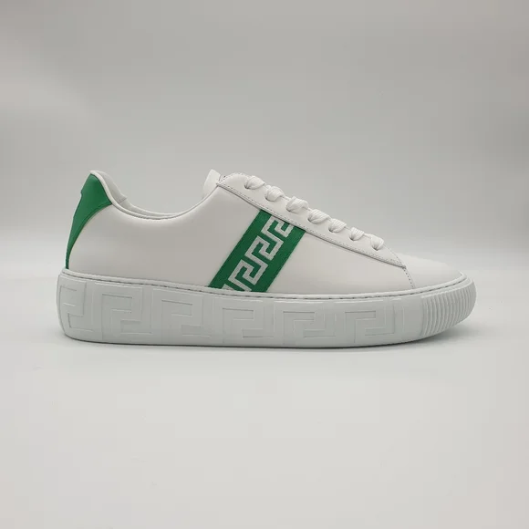 Versace | Shoes | Versace Greca Leather Sneakers Dsu844 46 